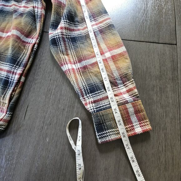 Orvis Flannel Shirt Mens Medium Plaid Heavyweight Cotton Shacket Jacket Grunge - Picture 4 of 7